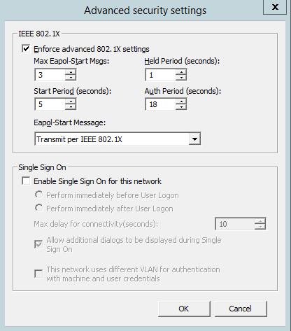 Configure Security to Enforce advanced use of IEEE 802.1X Authentication for Network Access