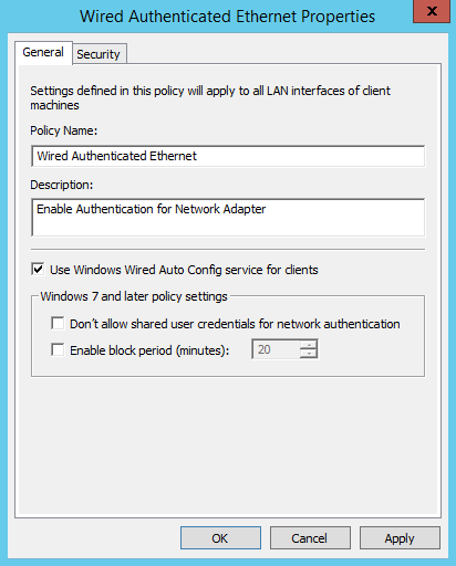 Configure Settings to apply to all LAN interfaces of client machines using Windows Wired Auto Config service for clients