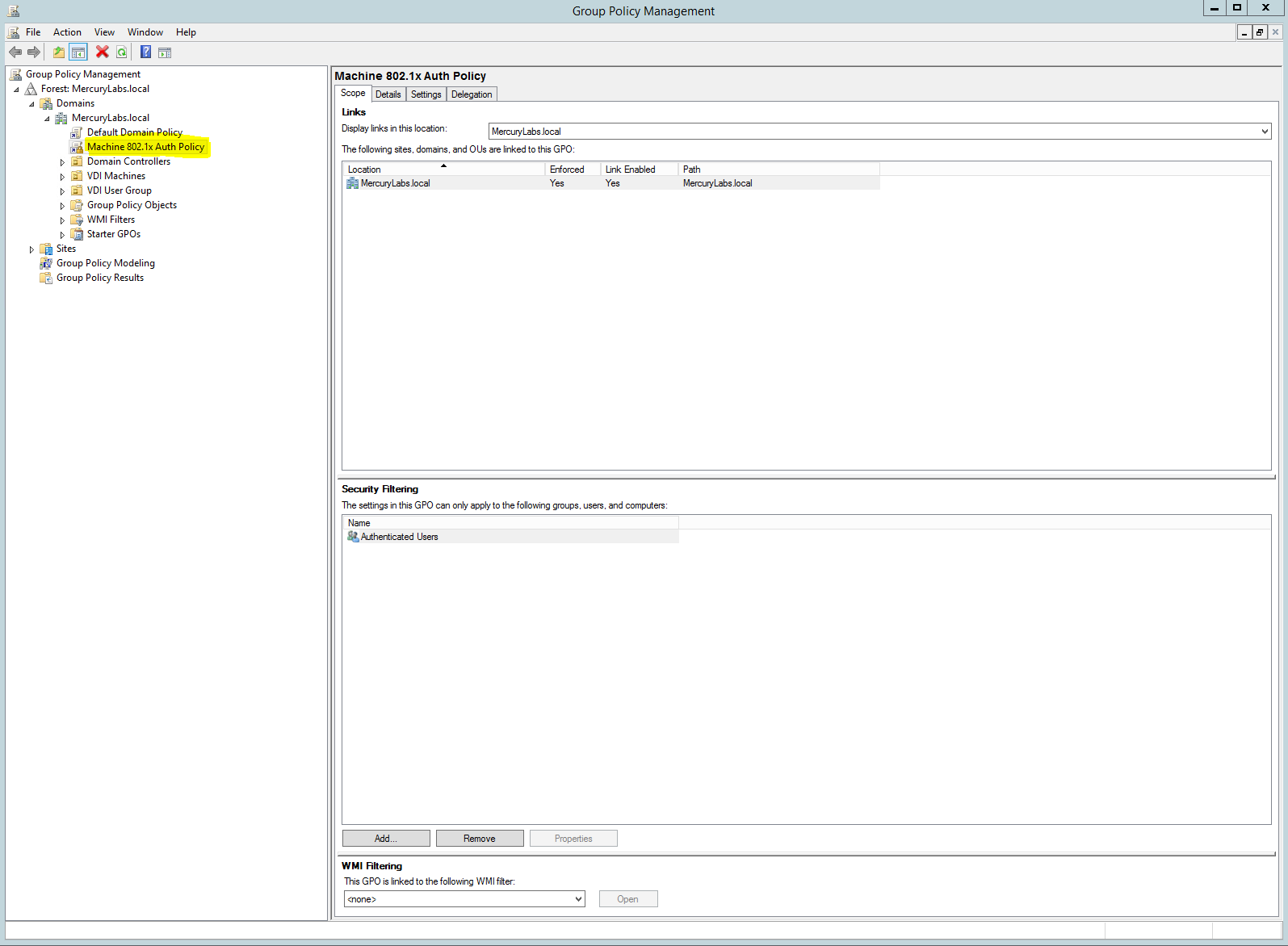 Enforced Group Policy to Enforce Ethernet Authentication over IEEE 802.1X Authentication