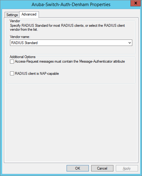 Create RADIUS Client and Enable RADIUS Standard