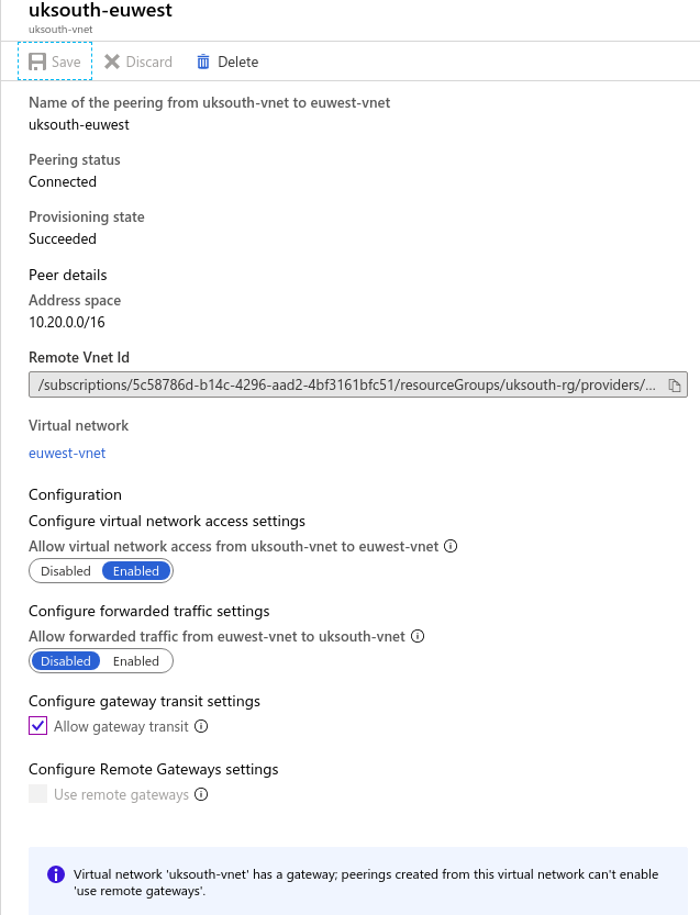 uksouth vneet peer to euwest